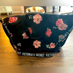 Victoria’s Secret black and floral weekender tote bag